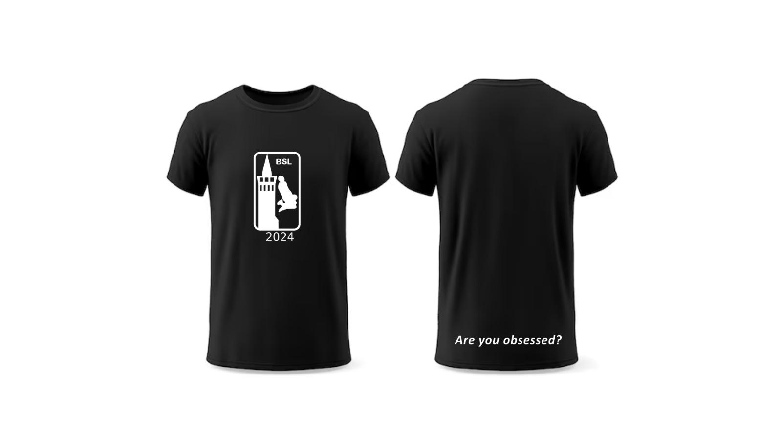 T-shirt BSL 2024 nera — fronte e retro