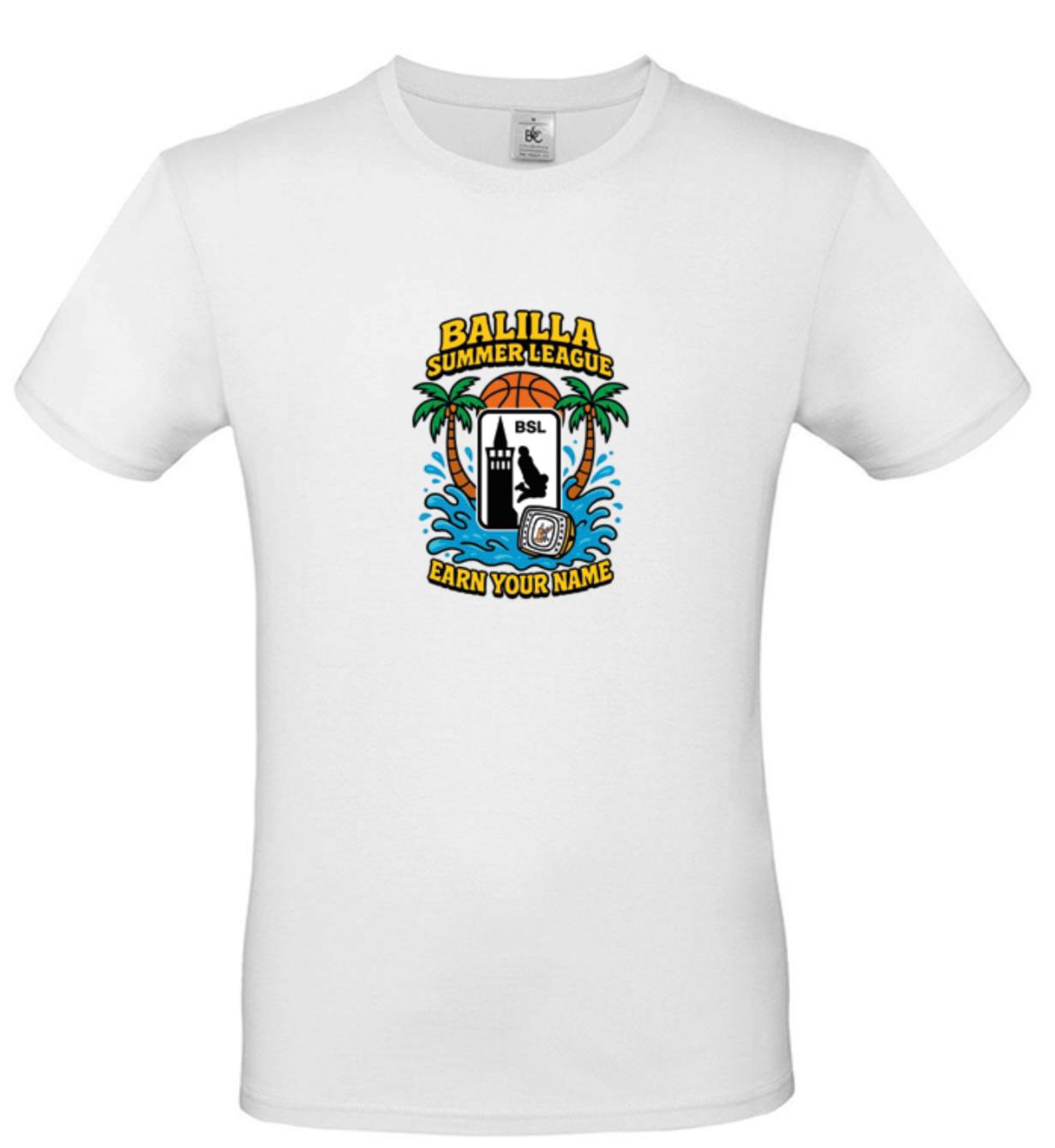 T-shirt BSL 2025 bianca — fronte
